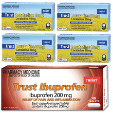 Load image into Gallery viewer, 400x Trust Loratadine 10mg + 48x Trust Ibuprofen 200mg + BONUS ITEM