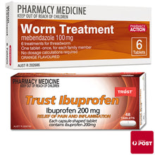 Load image into Gallery viewer, 6x Pharmacy Action Worm Treatment + 48x Trust Ibuprofen