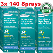 Load image into Gallery viewer, 3x Chemists's Own Mometasone Furoate Spray (Nasonex Generic Alternate) + C-Zine 30x Cetirizine 10mg (Zyrtec Generic Alternate)