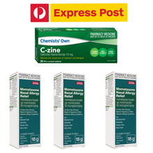 Load image into Gallery viewer, 3x Mometasone 140 Dose + 30x Cetirizine Combo