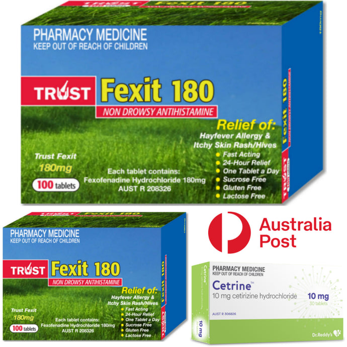 200x Fexit, Fexofenadine Hydrochloride 180mg + 30x Cetrine, Cetirizine 10mg