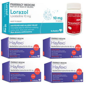 280x HayFexo Fexofenadine Hydrochloride 180mg + 100x Paracetamol  + 10x Loratadine Tablets