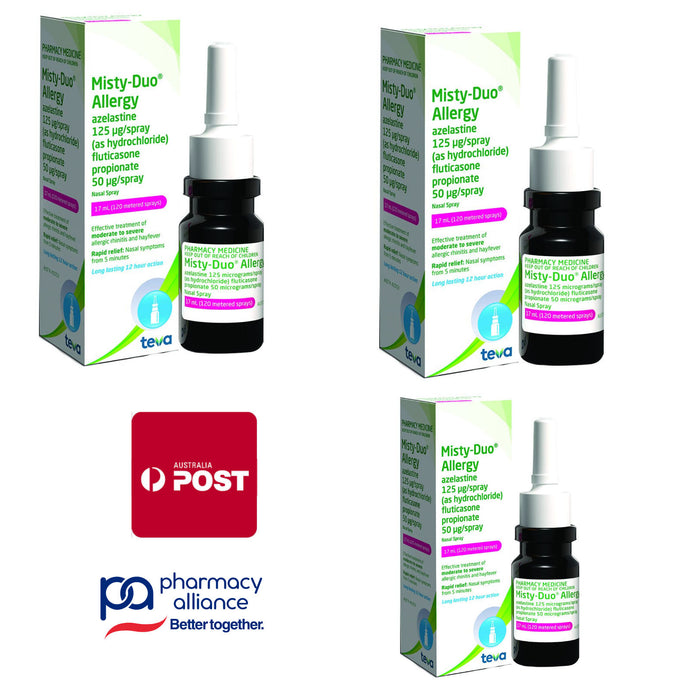 3x Misty-Duo Allergy (Nasal Spray) Azelastine, fluticasone propionate 17ml