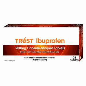 24x Ibuprofen 200mg Capsule Shaped Tablets