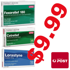 Allergy Triple Pack: 10x Fexofenadine + 10x Loratadine + 10x Cetirizine