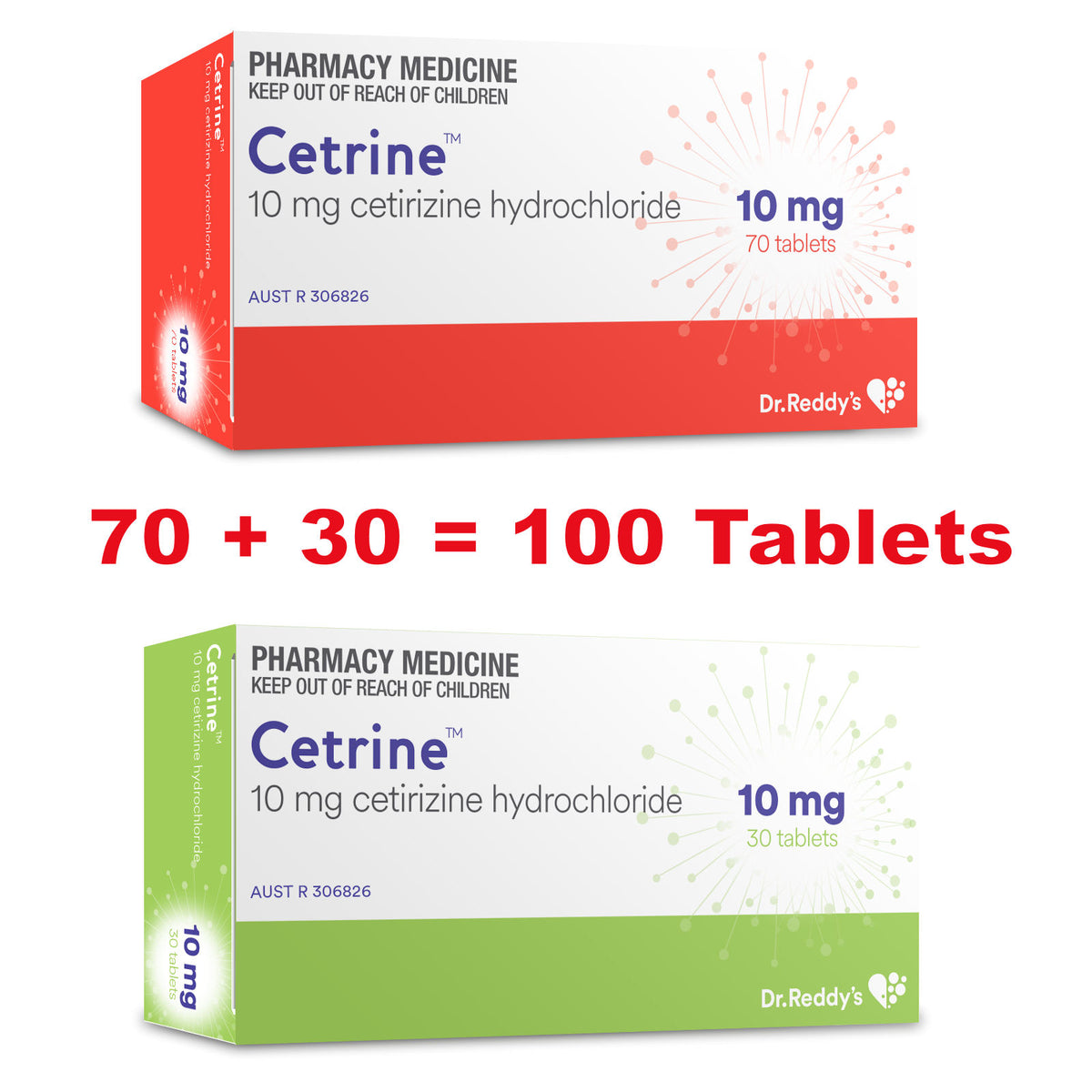 100x Cetirizine 10mg (Cetrine) Dr Reddy's Allied Pharmacy Group Pty Ltd