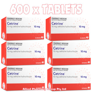 600x Cetrine 10mg, Dr Reddys Cetirizine (Generic Zytec alternate)