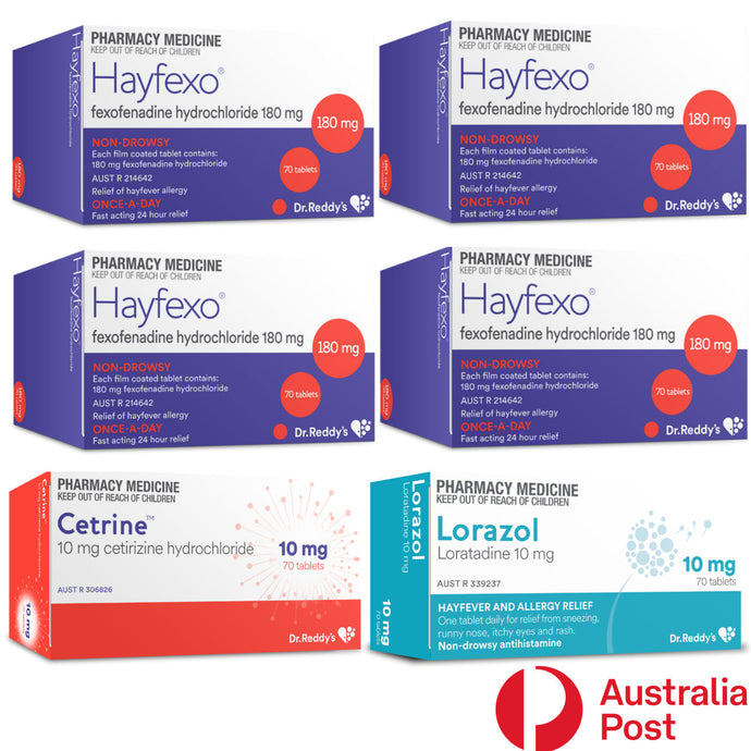 280x Hayfexo 180mg + 70x Loratadine + 70x Cetirizine - MEGA BUNDLE