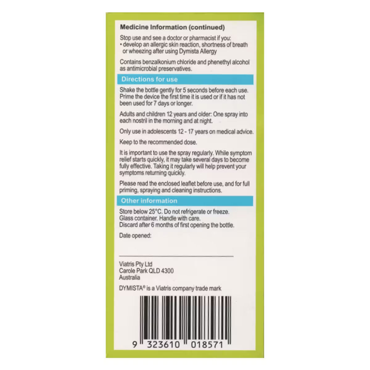 Dymista Allergy Nasal Spray 17ml – Allied Pharmacy Group Pty Ltd