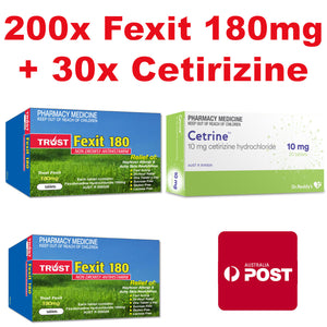 200x Fexit 180mg (Fexofenadine Hydrochrloride) + 30x Cetrine (Cetirizine 10mg)