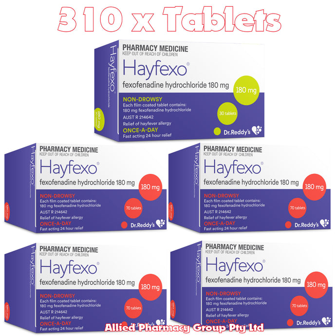 310 x Hayfexo 180mg, Dr Reddys Fexofenadine Hydrochloride