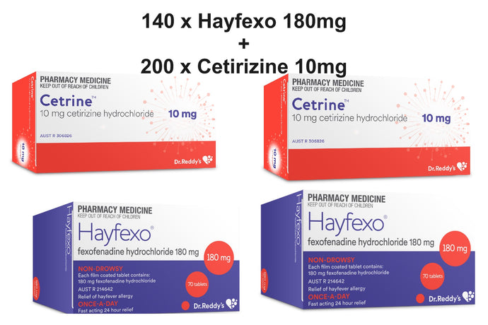 200x Cetirizine 10mg + 140x Hayfexo 180mg, Hayfever Relief Medication