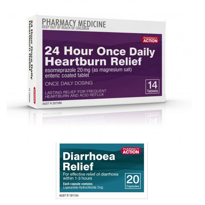 Stocktake Clearance 14x Heartburn + 20x Diarrhoea Relief Tablets