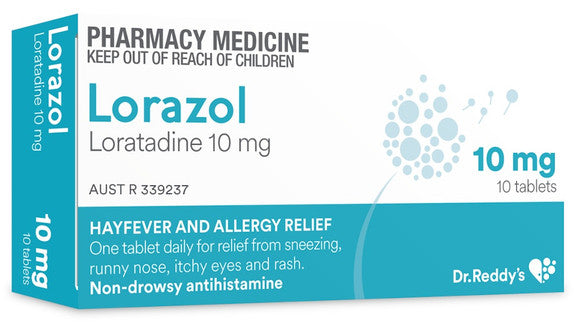 10x Lorazol - Loratadine 10mg Dr Reddys (Generic Claratyne Alternate)
