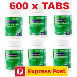 600x Pharmacy Care Paracetamol 500mg (Bottle Pack) - Express Postage