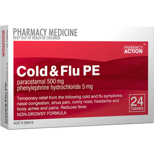 Cold Over Tab Pharmacy Action Cold & Flu PE Tab X 24 (Generic for Codral PE Cold & F ...
