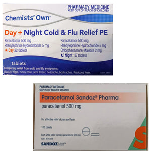 24x Cold & Flu Relief PE (DAY/NIGHT) + 100x Paracetamol 500mg