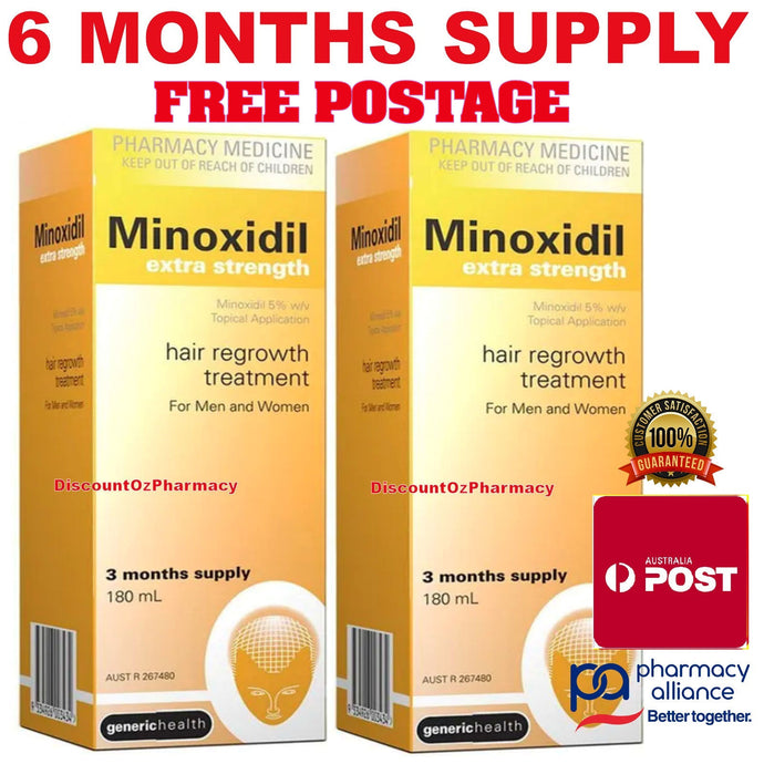 Minoxidil Extra Strength 5% 180ml Regaine Generic 6 month - For Men & Woman, Regular Post