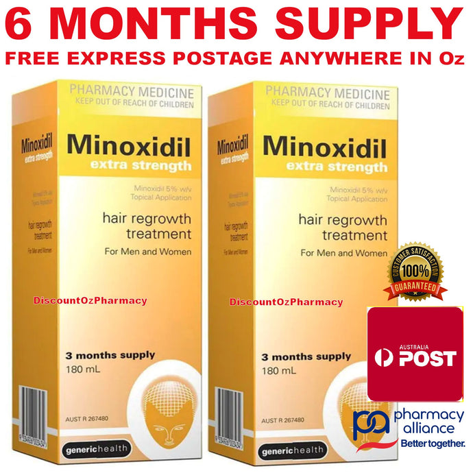 Minoxidil Extra Strength 5% 180ml Regaine Generic 6 month - For Men & Woman, Regular Post