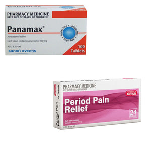100x Panamax 500mg Paracetamol + 24x Period Pain Relief Naproxen