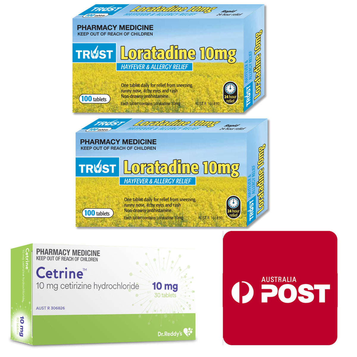 Spring Lor 200x Trust Loratadine, 10mg + 30x Cetirizine 10mg (Spring Bundle ...