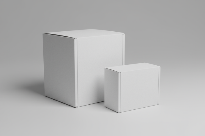 two plain white boxes