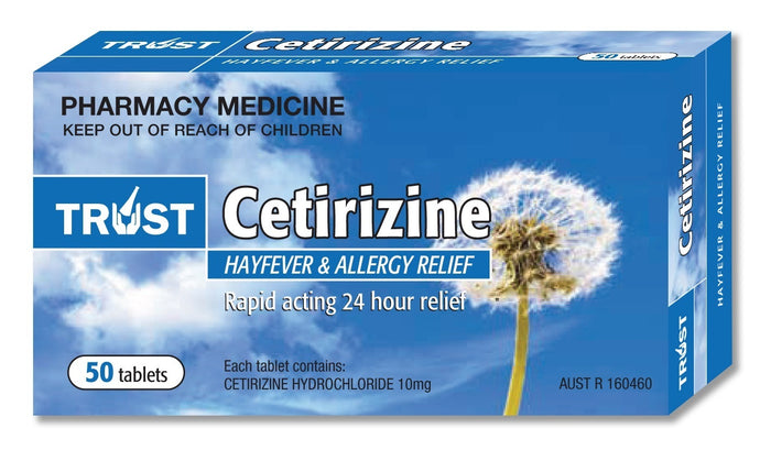 50 x Trust Cetirizine Hayfever & Allergy Relief
