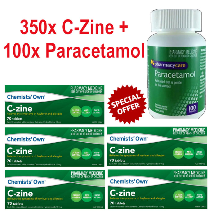350x Chemists' Own C-Zine + 100x Pharmacy Care Paracetamol - EXPRESS POST -