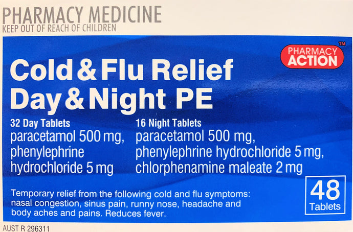 96 x Cold and Flu Relief (Day & Night PE) - Codral Alternative Generic
