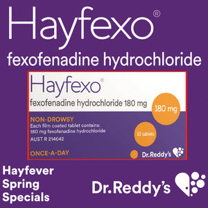 30 x HayFexo Fexofenadine Hydrochloride 180mg Tablets (Generic Telfast Alternative)