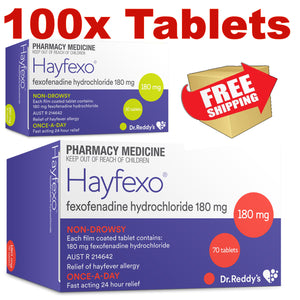 100x Hayfexo, Fexofenadine Hydrochloride 180mg (70tab + 30tab)