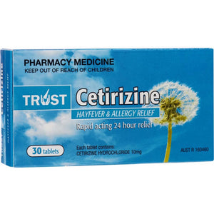 30x Trust Cetirizine Hayfever & Allergy Relief