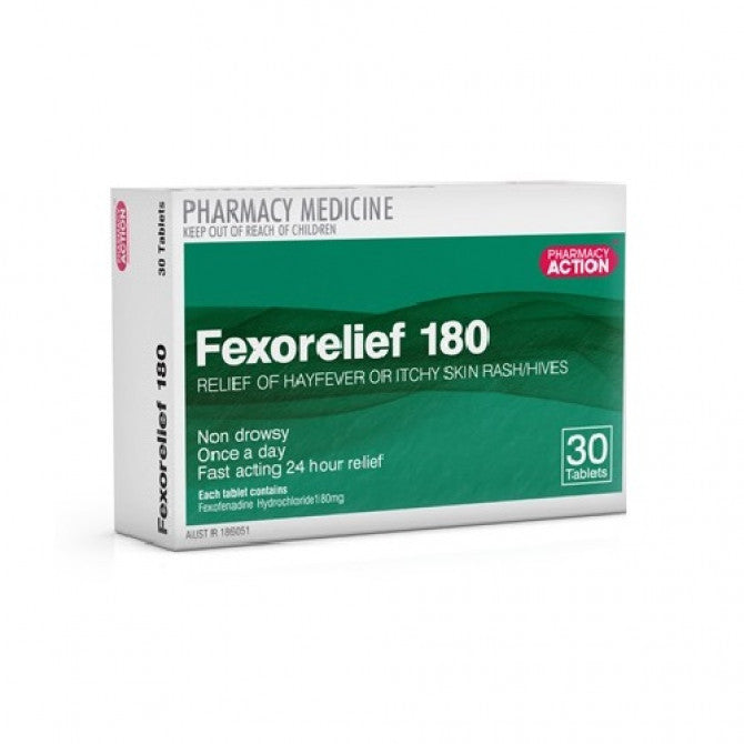 30x Fexorelief 180mg  - Fexofenadine Hydrochloride, Generic Alternative