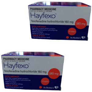140 x HayFexo Fexofenadine Hydrochloride 180mg Tablets + 24x Ibuprofen