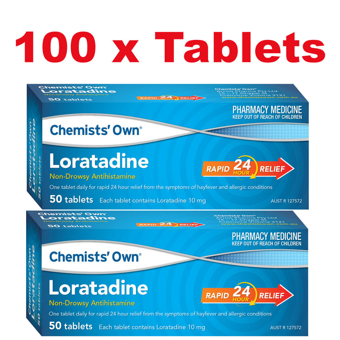 100 x Loratadine Tablets Chemists' Own 10mg Loratadine
