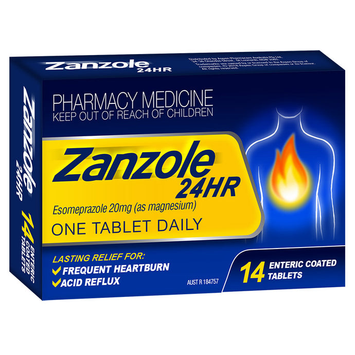 Zanzole 24Hr Heartburn Relief - Nexium Alternate, Esomeprazole 20mg 14 Tabs